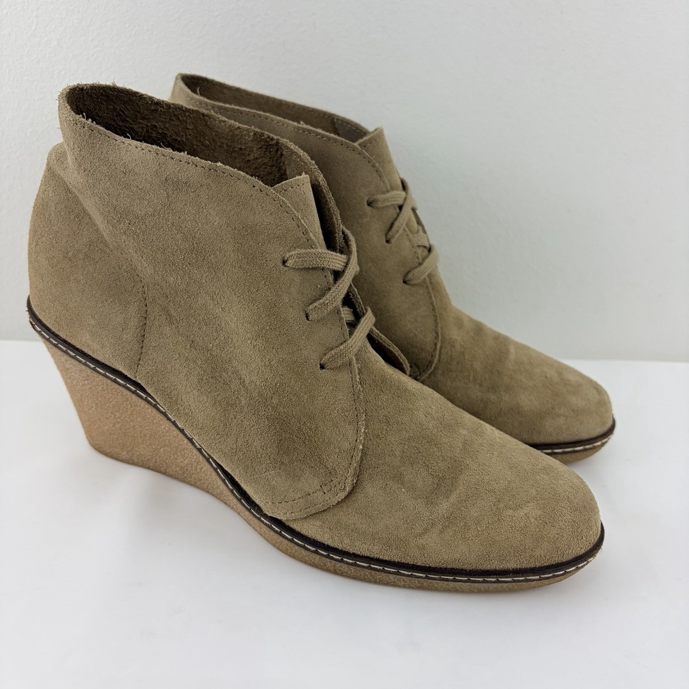 J.Crew Women's Tan Suede Wedge Ankle Boots Crepe Sole Size 10
